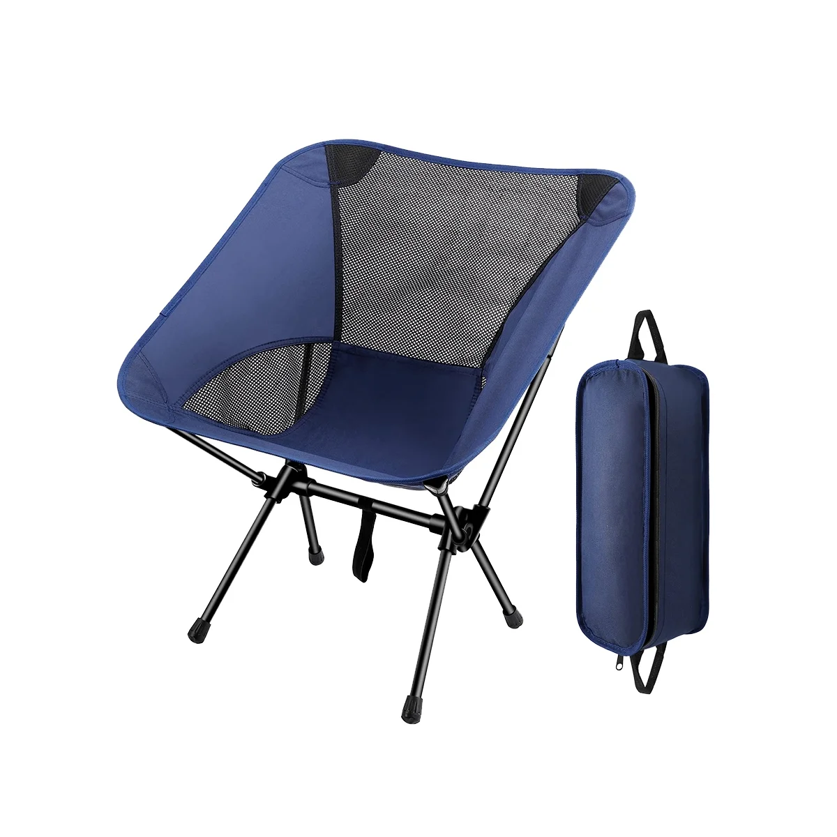 ,Foldable Chair with Storage Bag,Outdoor Portable Backpacking Chair for Fishing, Hiking, Beach,Navy Blue