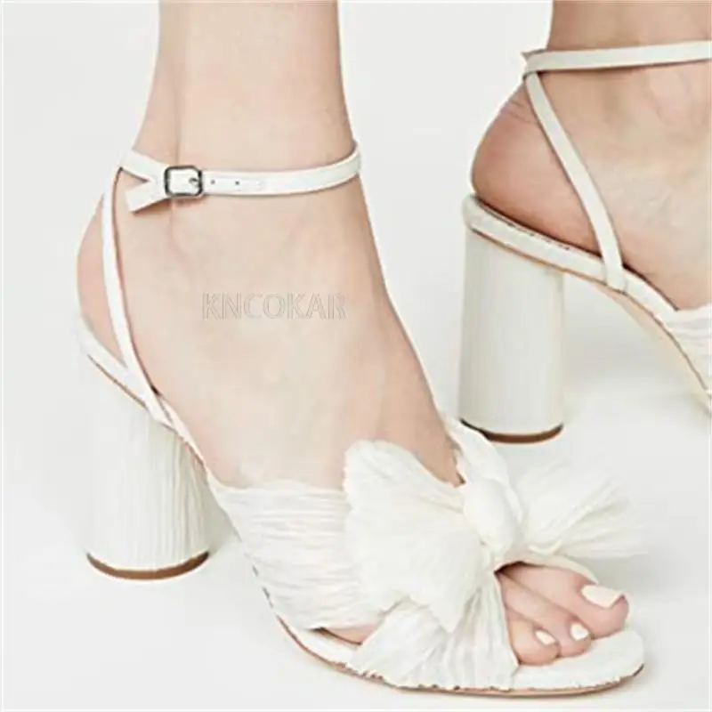 2023 Summer Brand Luxury Designer High Quality Open Peep Toe Bowknot High Heels Party Dress Wedding Women Sandals