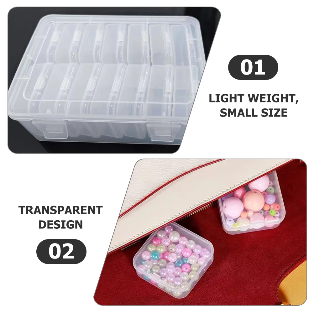 

1 Set Of Bead Organizer Box Transparent Small Storage Containers For Craft Jewelry Rhinestone Beads Earplugs Tackle Box Clear