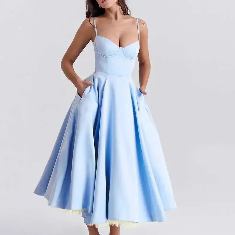 

Sexy A-Line Evening Party Dresses 2025 Women Autumn Elegant Long Vestidos Spaghetti Strap Backless Lace Mesh Pleated Dress