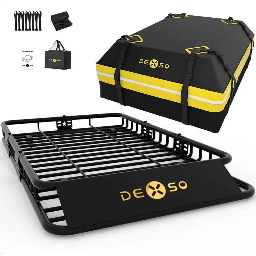 

Универсальная корзина для багажника на крышу 64 x 39 с вместительностью 200 фунтов и местом для хранения на 21 кубических футах. Водонепроницаемая грузовая крыша 52 x 39 x 18