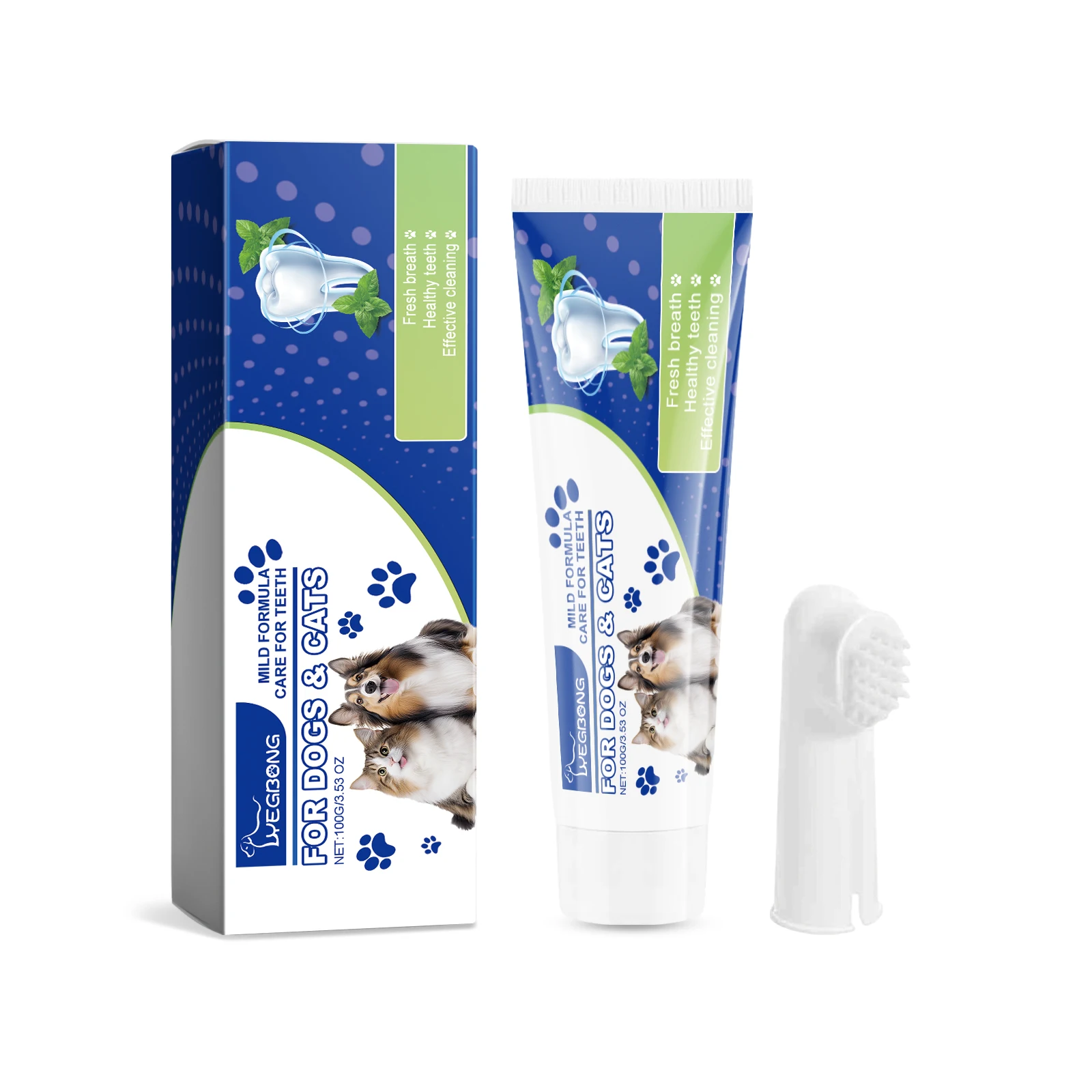 Dental Care Kit for Dog Fresh Breath Teeth Brushing Oral Cleaning Reduce Odor Tooth Brush Pet Toothpaste Toothbrush Set 100g