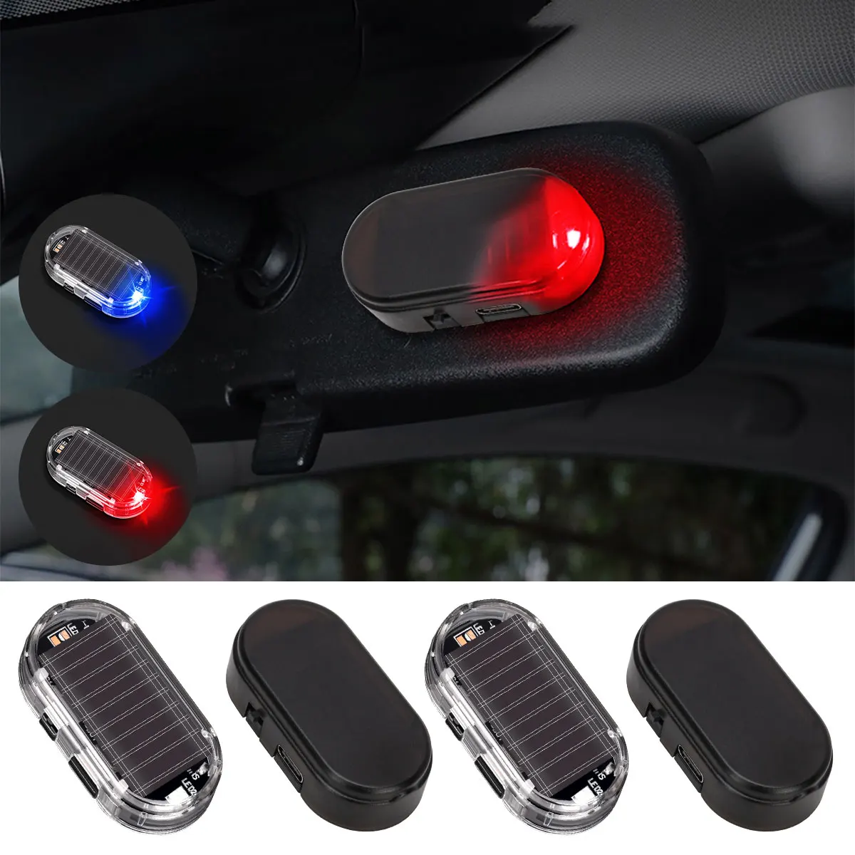 Solar Anti-Theft Warning Light Security Light LED Alarm Flashing Light Wireless Simulated Dummy Anti-Theft Red Blue Caution Lamp