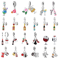 Original 925 Sterling Silver Charms Bead Wine Coffee Cup Whisky Champagne Fit Bracelet Necklace Pendant Woman DIY Jewelry Gifts