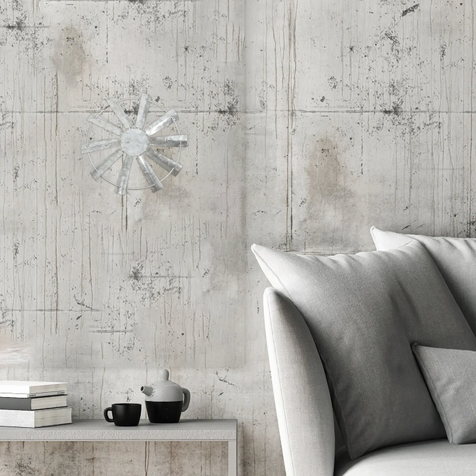 Rustic Farmhouse Windmill Wall Art Metal Hanging Decor Iron Country Style Wall Ornament for Living Room Office