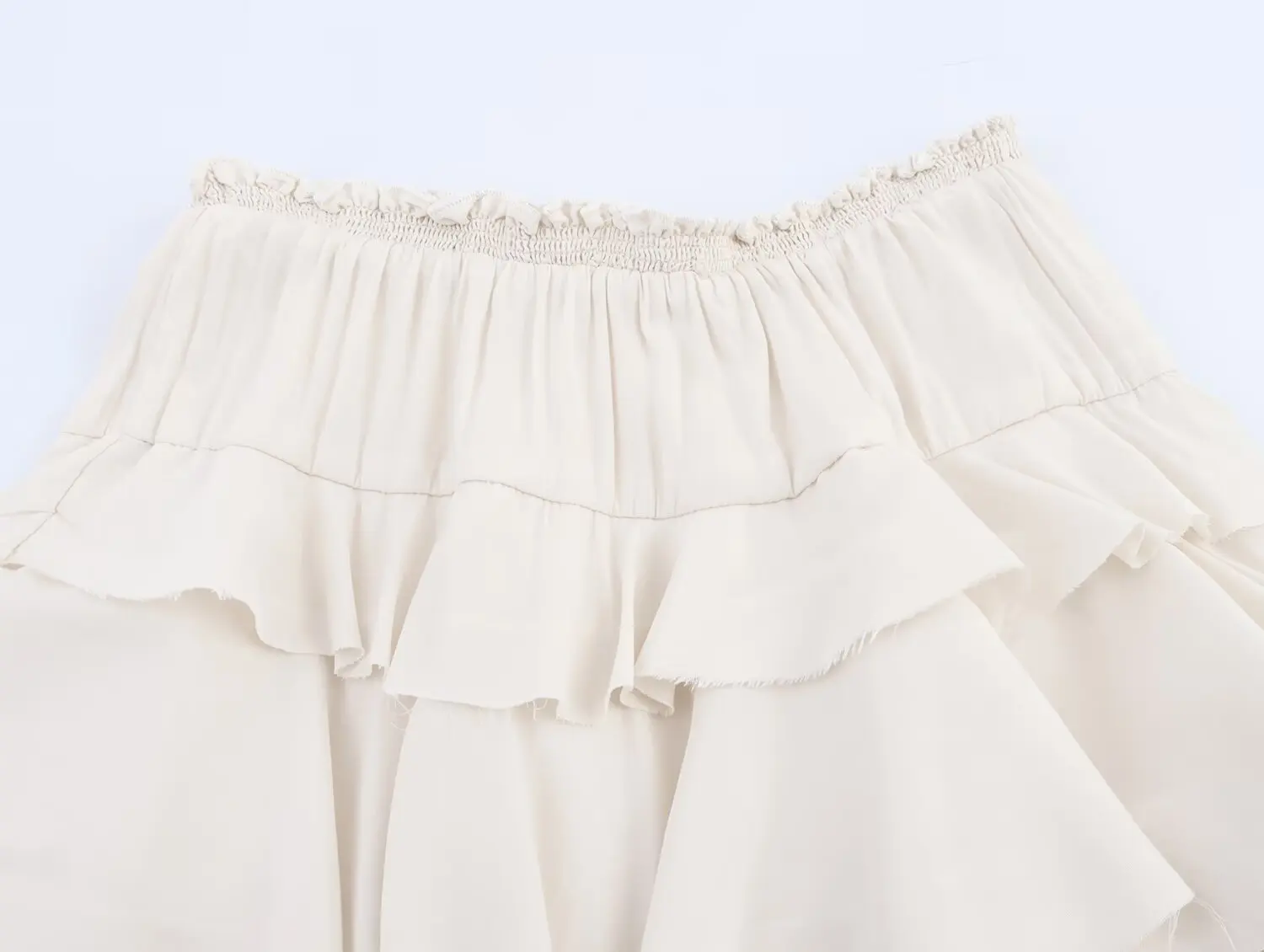 KONDALA Chic Elegant Beige Layered Long Mujer Skirt Casual Summer Holiday Elastic Waist Fashion 2025 Streetwear Woman Midi Skirt
