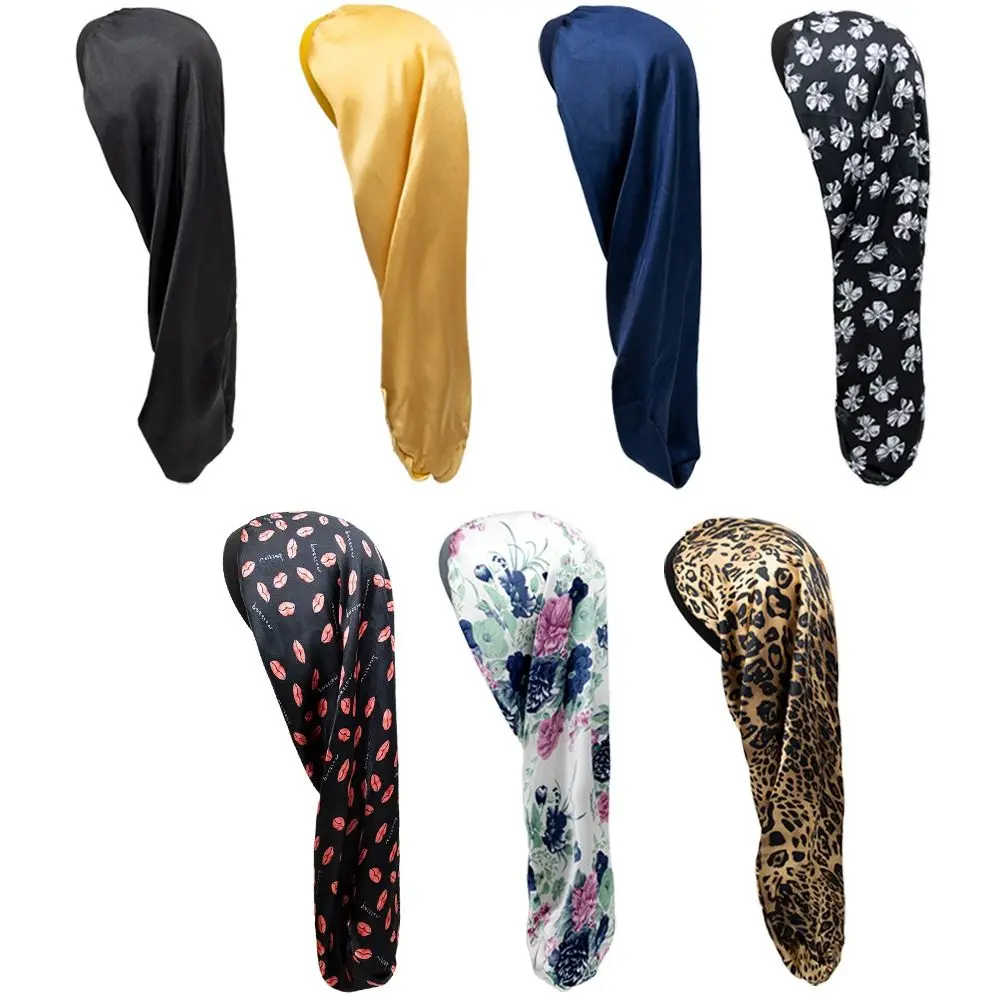 สําหรับผู้หญิงแถบคาดศีรษะ Hijab สีทึบ Hair Care Wrap หมวก Sleep CAP Nightcap Turban หมวกผ้าพันคอ