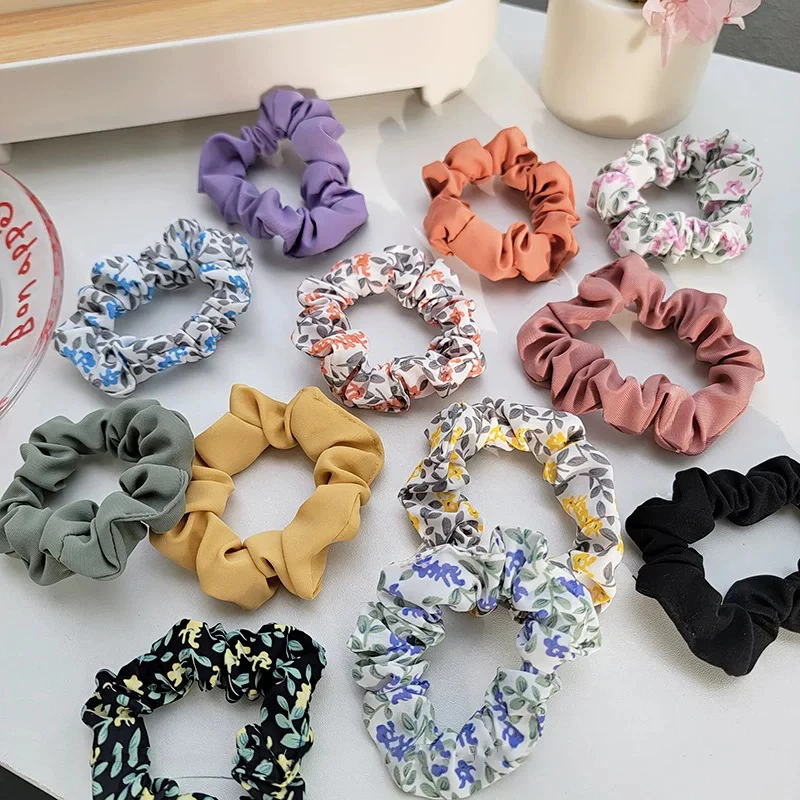 2Pcs/Set Women Elastic Multicolor Hair Rope BandSilk Scrunchie Ponytail Holder Headband Hair Accessories Hairwear Solid Hair Tie