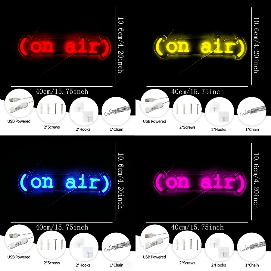 Multi-Color On Air Neon Sign For Wall Decor,Light Up Sign For Live Room,Game Room,Broadcasting Room, Music Studio,Bedroom Decor