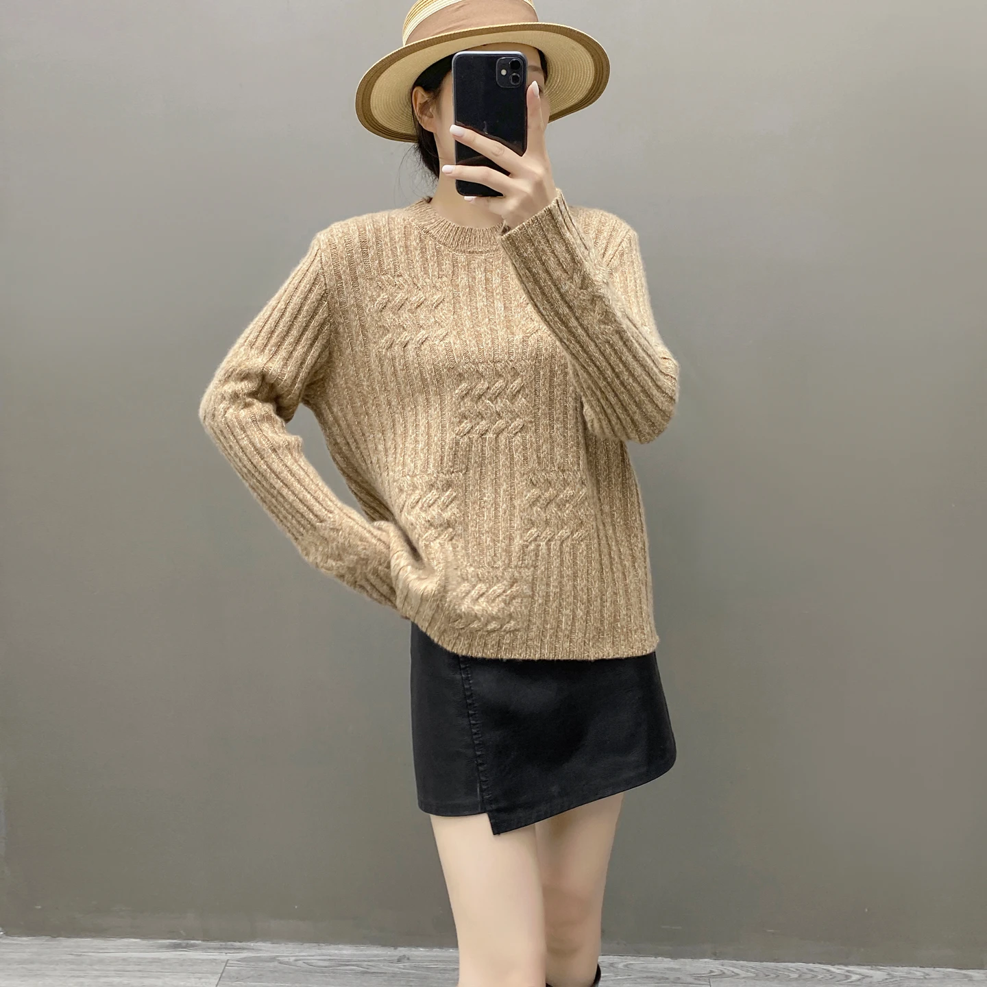 الموضة الأساسية 100% الكشمير بلون س الرقبة سترة ناعمة طويلة الأكمام البلوز الدافئة لطيف مريحة الملابس النسائية