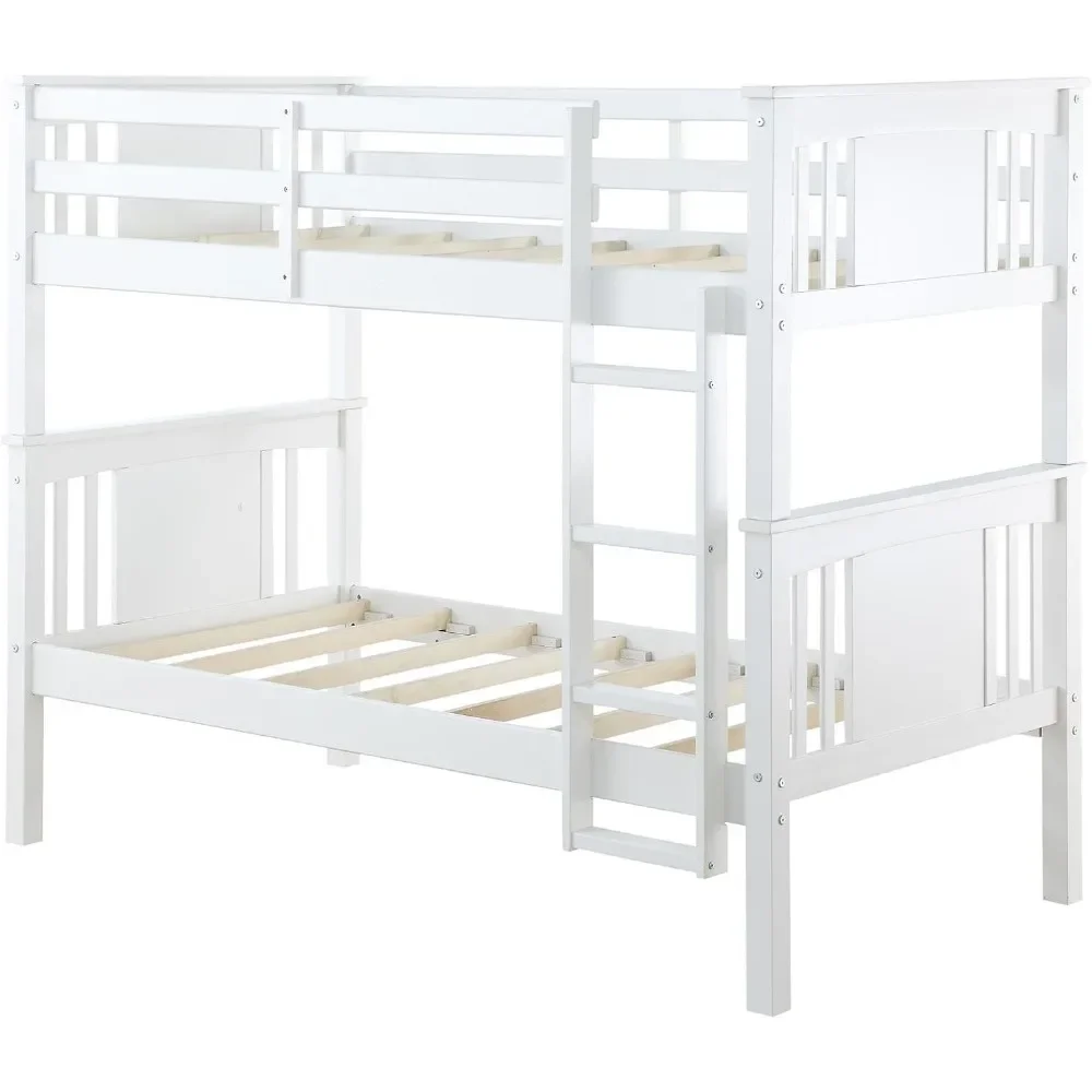 

Wooden Bunk Bed, Suitable for Children and Teenagers, with Ladder, High Guardrail, Stackable and Detachable Children's Bed Frame