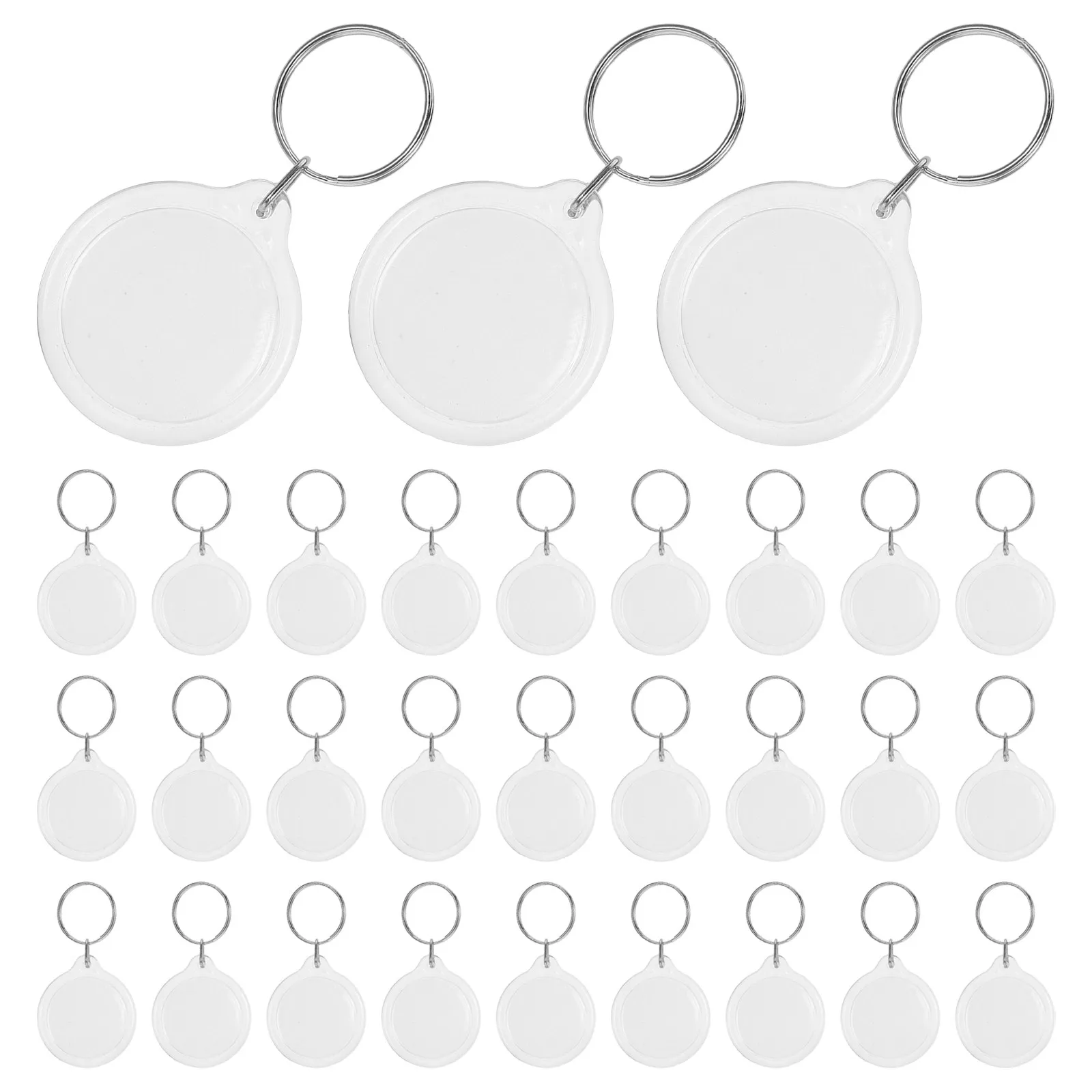 120Pcs Clear Acrylic Photo Frame Keyring Circle Picture Keychain Lightweight Blank Insert DIY Travel Craft Accessories