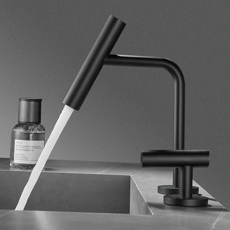 

Смеситель для раковины с одной ручкой и двойным отверстием для горячей и холодной воды, шкаф для ванной комнаты, разделенный креативный смеситель для умывальника