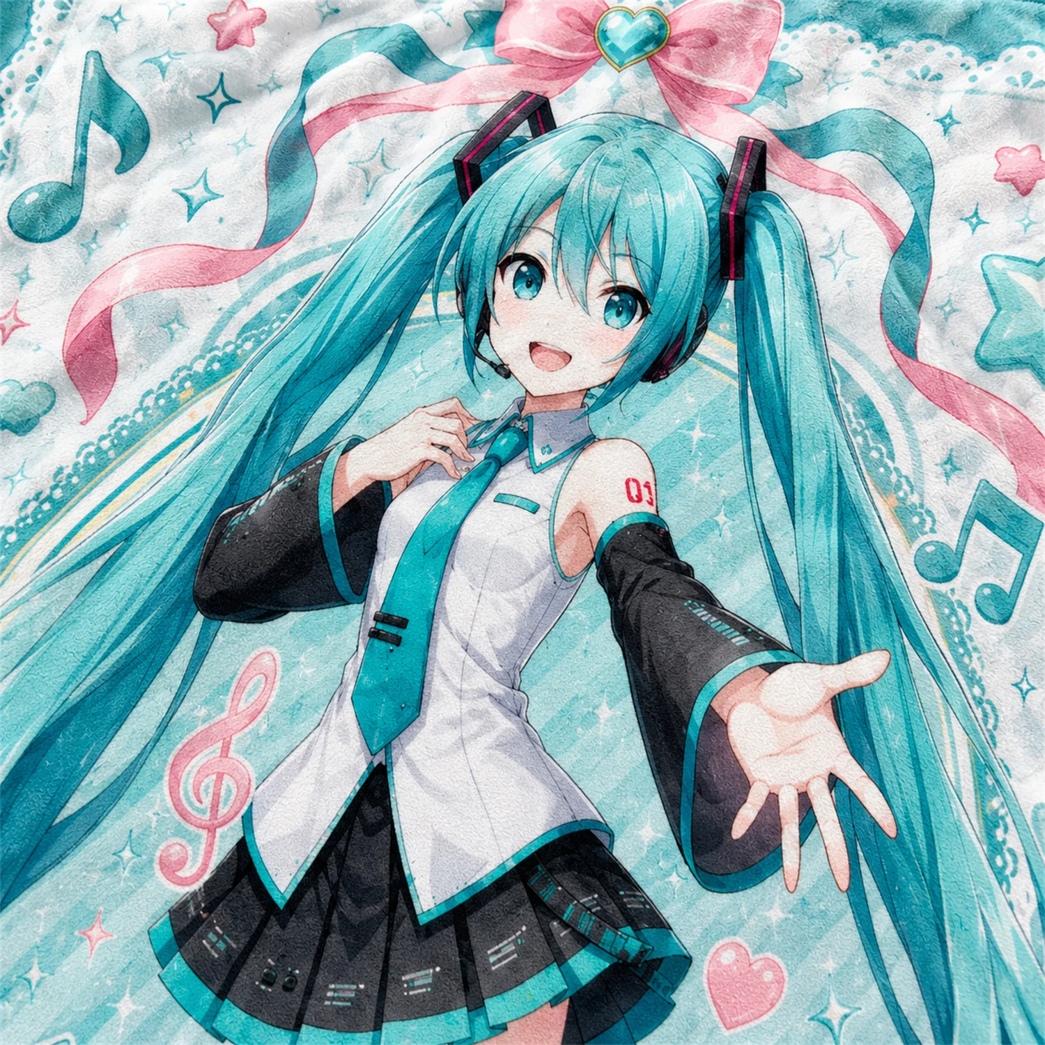 Anime Hatsune Miku Decke Weiche Flanell-Fleece-Decke Niedliche Vocaloid-Charakter Bettwäsche Wohndeko Geschenk – Detail 5