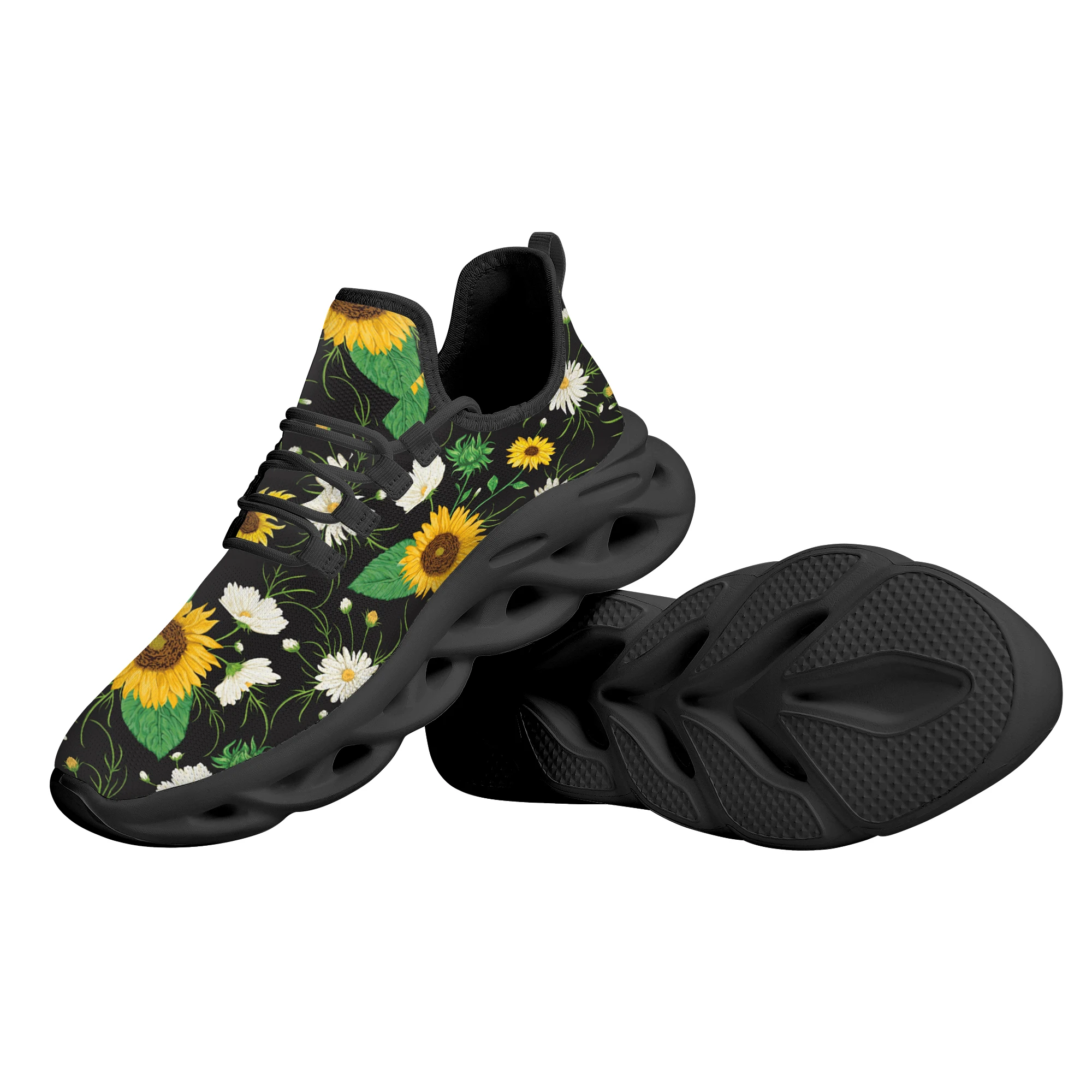 INSTANTARTS Sunflower Daisy Flower Print Casual Flat Shoes 2022 New Sport Running Sneaker Non-slip Durable Bottom Teenager Girl