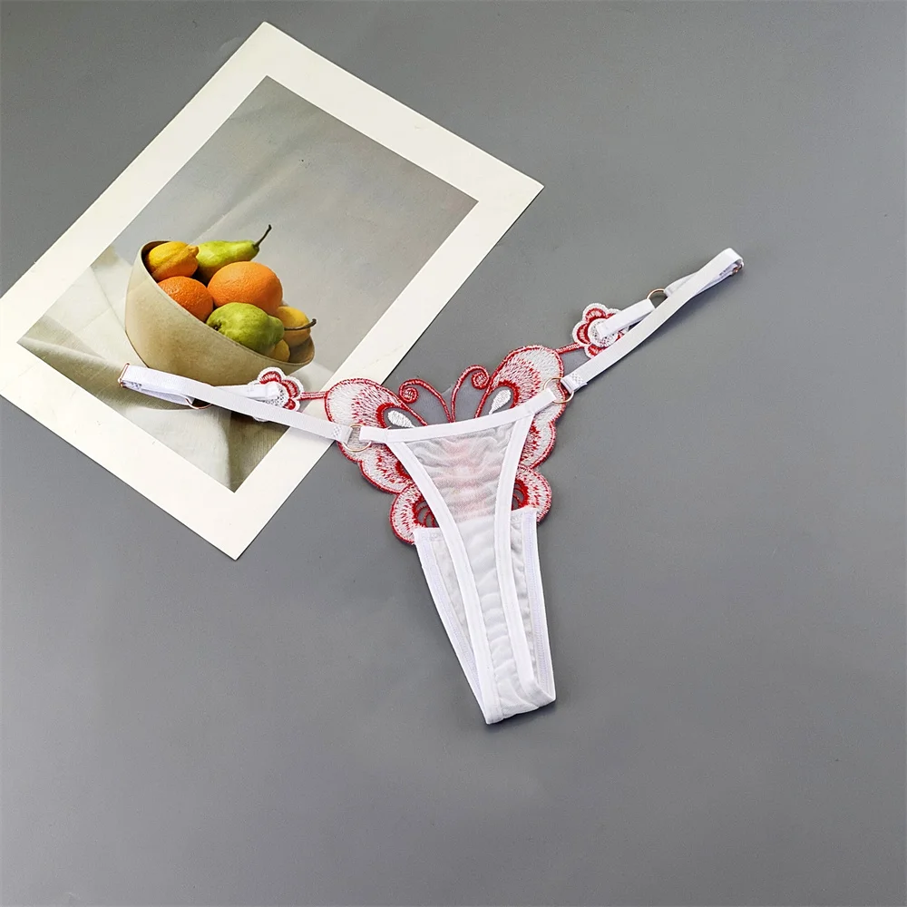 3 قطعة قابل للتعديل مثير فراشة ثونغ المرأة مثير منظور ساخن الملابس الداخلية منخفضة الخصر الإناث T-الظهر سراويل حجم كبير #2