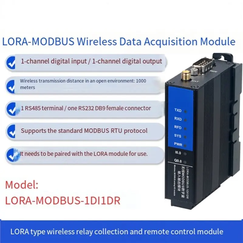 B86B LORA Wireless Module MODBUS RTU Protocol Remote Control 1DI1DO Digital Input Relay Transparent Transmission 433MHz
