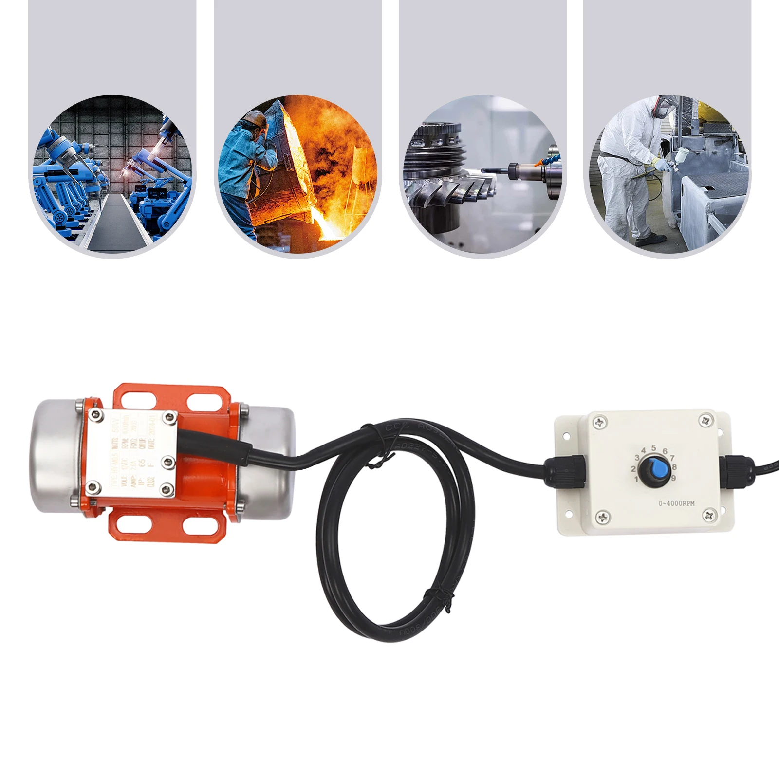 DC12V Motor 50W Vibration Motor with Speed Controller 0~4000RPM Electric Vibration Motor