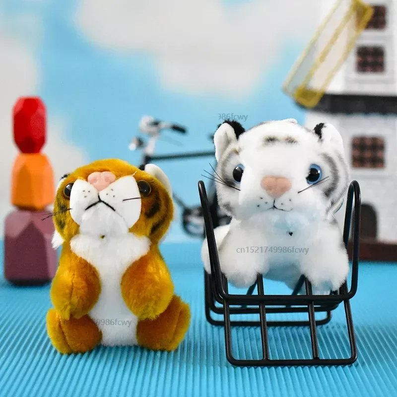 

11CM Plush Tiger Toy Simulation Tiger Keyring Children's Gift Backpack Pendant Forest Animal Toys Plush Tiger Doll Ornaments