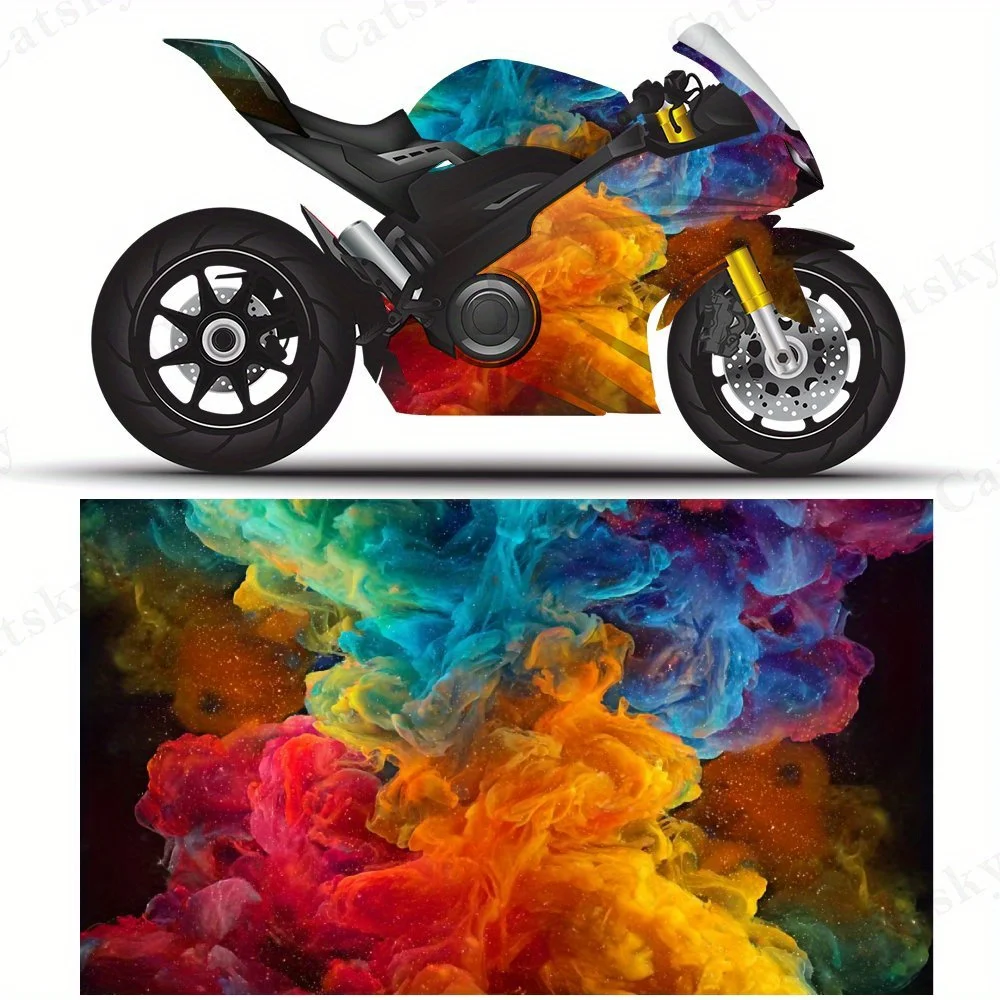 

Colored smoke PVC material self-adhesive waterproof motorcycle car sticker, paste firm and anti-wear, waterproof and sun-resista