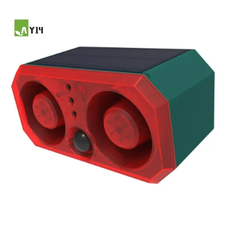 

AY14 -New Super Loud Volume Solar Alarm Animal Repeller 2 Speakers Recording Motion Detection Alarm Sensor Flash Induction