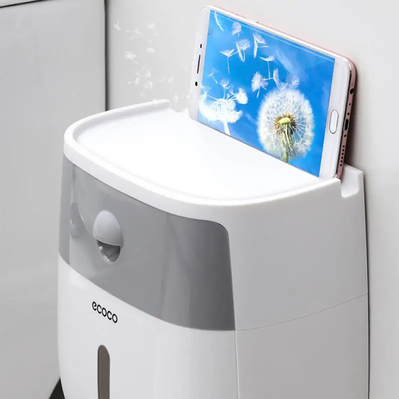 Portable Toilet Roll Paper Holder Plastic Waterproof Double Layer Paper Dispenser For Toilet Storage Box Bathroom Accessories