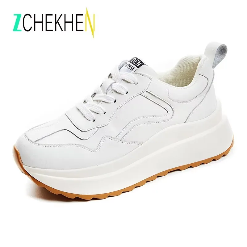 Fashion Women Shoes Platform Sneakers Ladies Lace-up Casual Shoes Breathable Walking Shoes White Flat Girl Sneaker