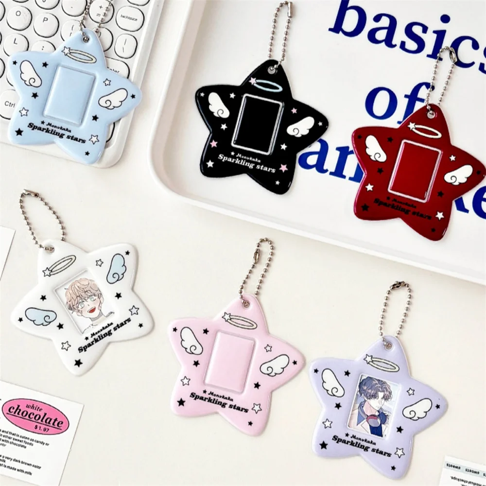 1/2 Inch Small Card Holder Colorful Angel Star Id Photo Card Holder Star Chasing Card Holder Bag Pendant