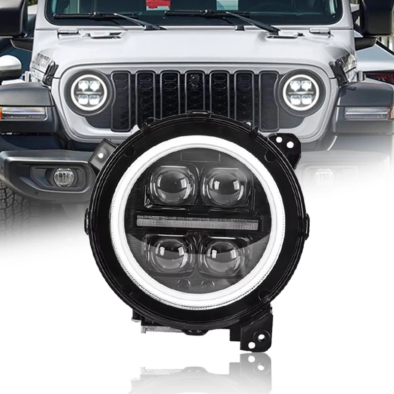 

For Jeep Wrangler JL 2018-2023 Original Equipment Manufacturer Headlight with Blue Start-Up JL LED Headlight 9inch Headlight