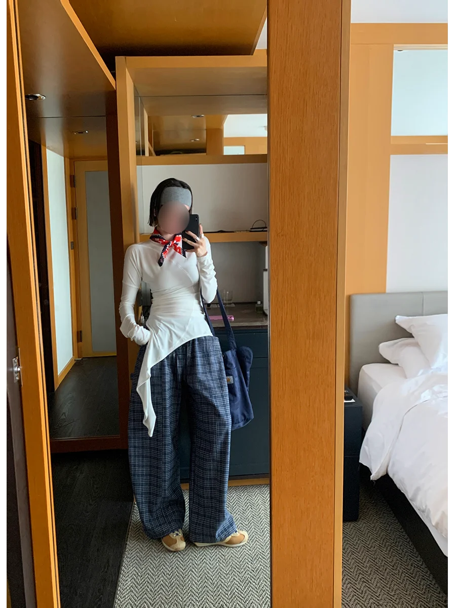 

MONA Asymmetric Design Slimming Long Sve Base irt Women's Faionable Top Casual Sle High Waist T-irt Polyester Blend