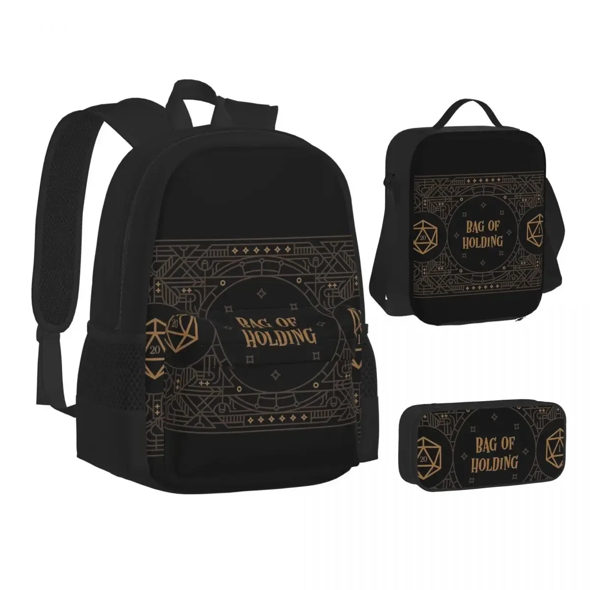 Bag Of Holding Tabletop RPG Gaming Backpack Bookbag Students School Bags Cartoon Kids Rucksack Lunch Bag Pen Bag Three-Piece Set