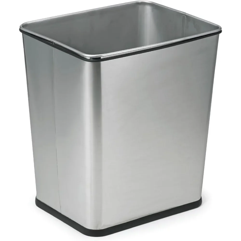 

7 Gallon, Undersink, No Skid Rubber Base, Brushed Stainless Finish Trash Can, 13.5” x 11” x 15”