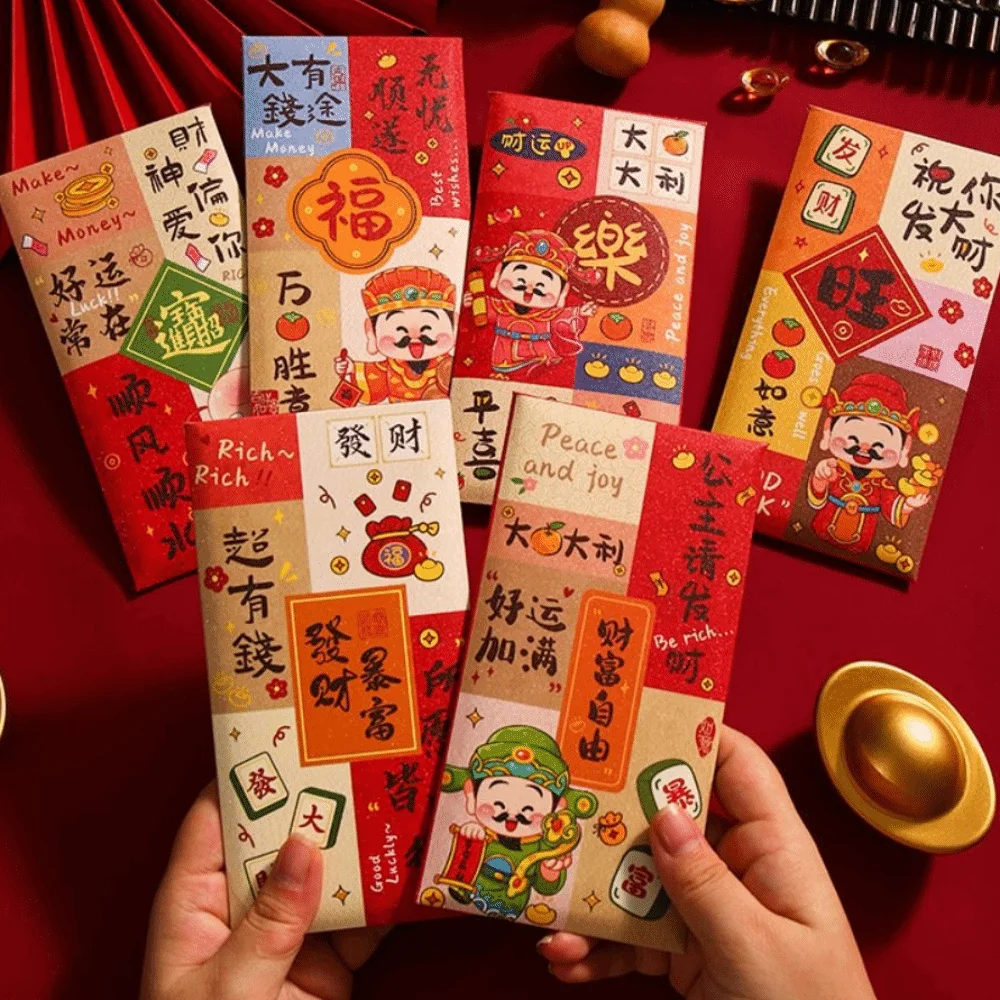 Cartoon Chinese Snake Year Red Envelopes Traditional Blessing 2025 New Year Red Envelopes Hongbao Paper Red Packet Bonus