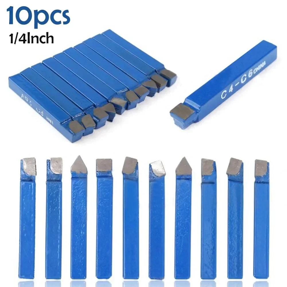 10pcs 14 Metal Lathe Tool Carbide Tip Tipped Cutter Set, C6 Bit Cutting Tool, Suitable For Ordinary And CNC Lathe