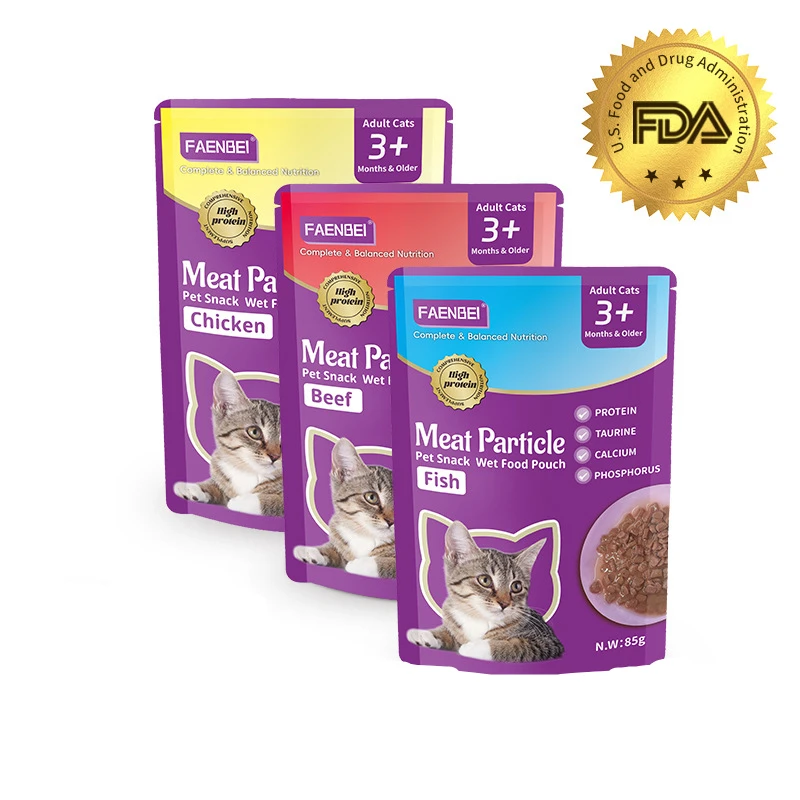 Cat Snack Meat Particle Wet Food Pouch Three Flavors Balanced Nutrition Can Be Paired with Staple Food Cat Training Reward Snack