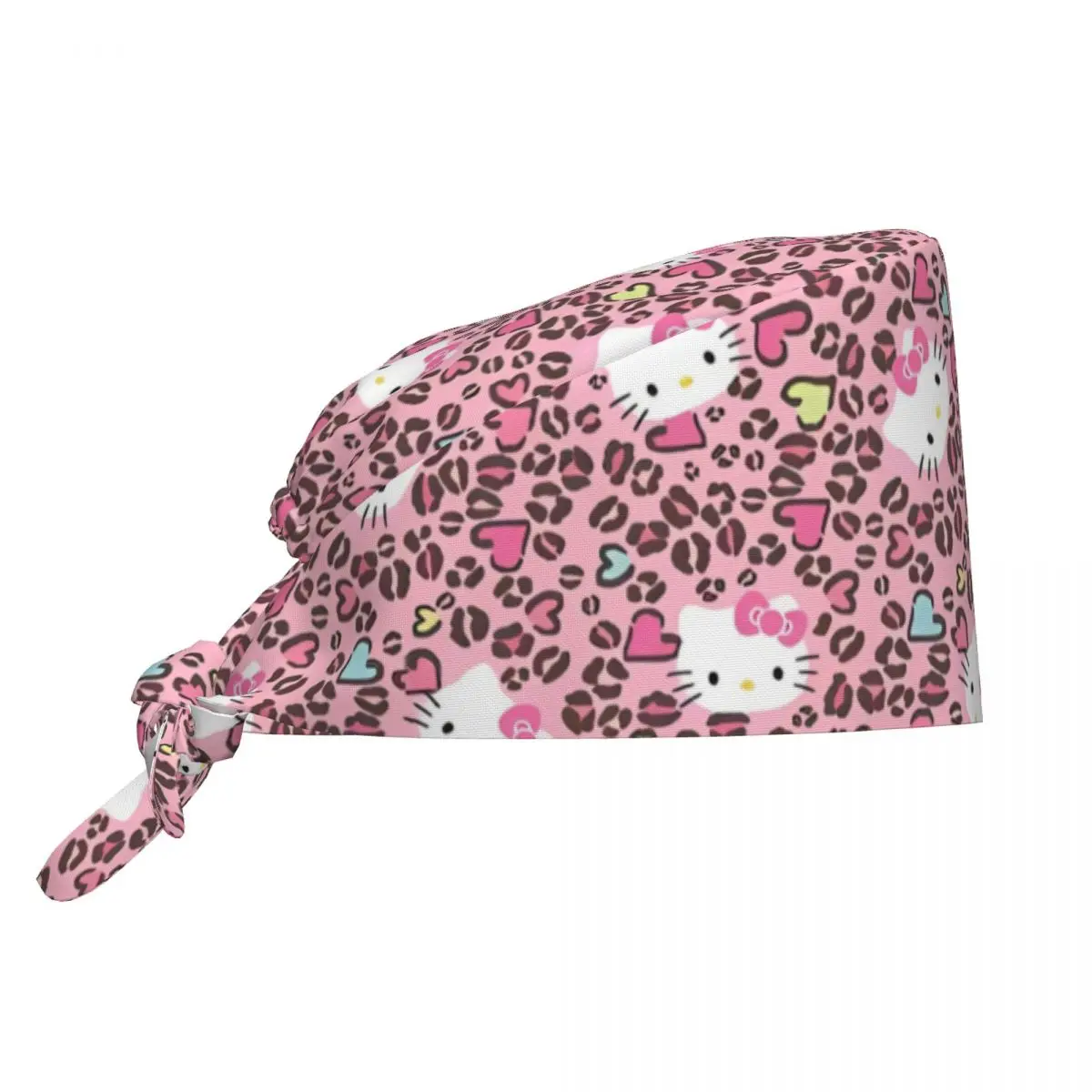 

Hello Kitty Leopard Nurse Care Surgicals Caps Kawaii Cartoon Pet Grooming Nursing Working Hats Cap Classic Men Women Scrub Cap