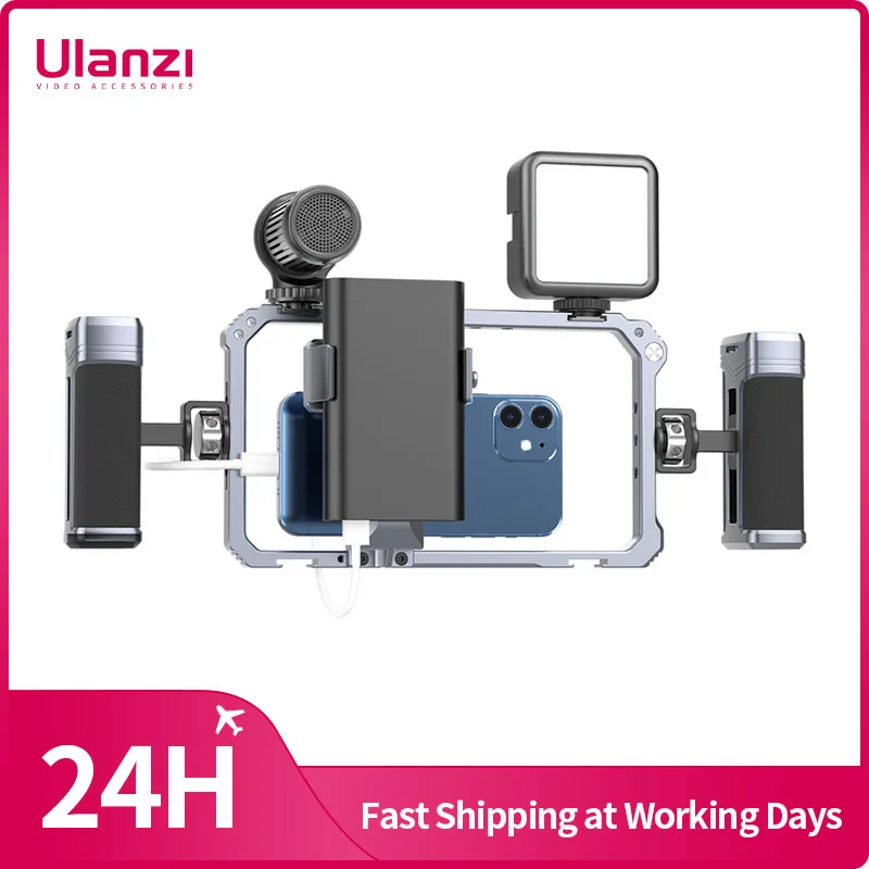 

Ulanzi Universal Smartphone Video Rig Phone Cage with Dual Hand Grip Phone Vlog for iPhone Android Smartphone Photography