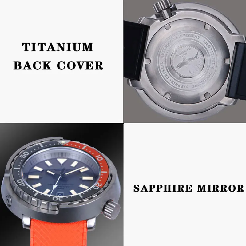 Heimdallr Titanium Diver Watches Sapphire Crystal 200M Water Resistance Japan NH35 Automatic Movement Mechanical Men Watch Tuna