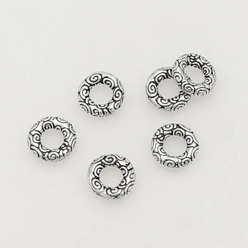 100pcs/Lot Classic Auspicious Clouds Pattern Circle Connectors 8mm Handmade Round Close Rings Spacers DIY Jewelry Accessories