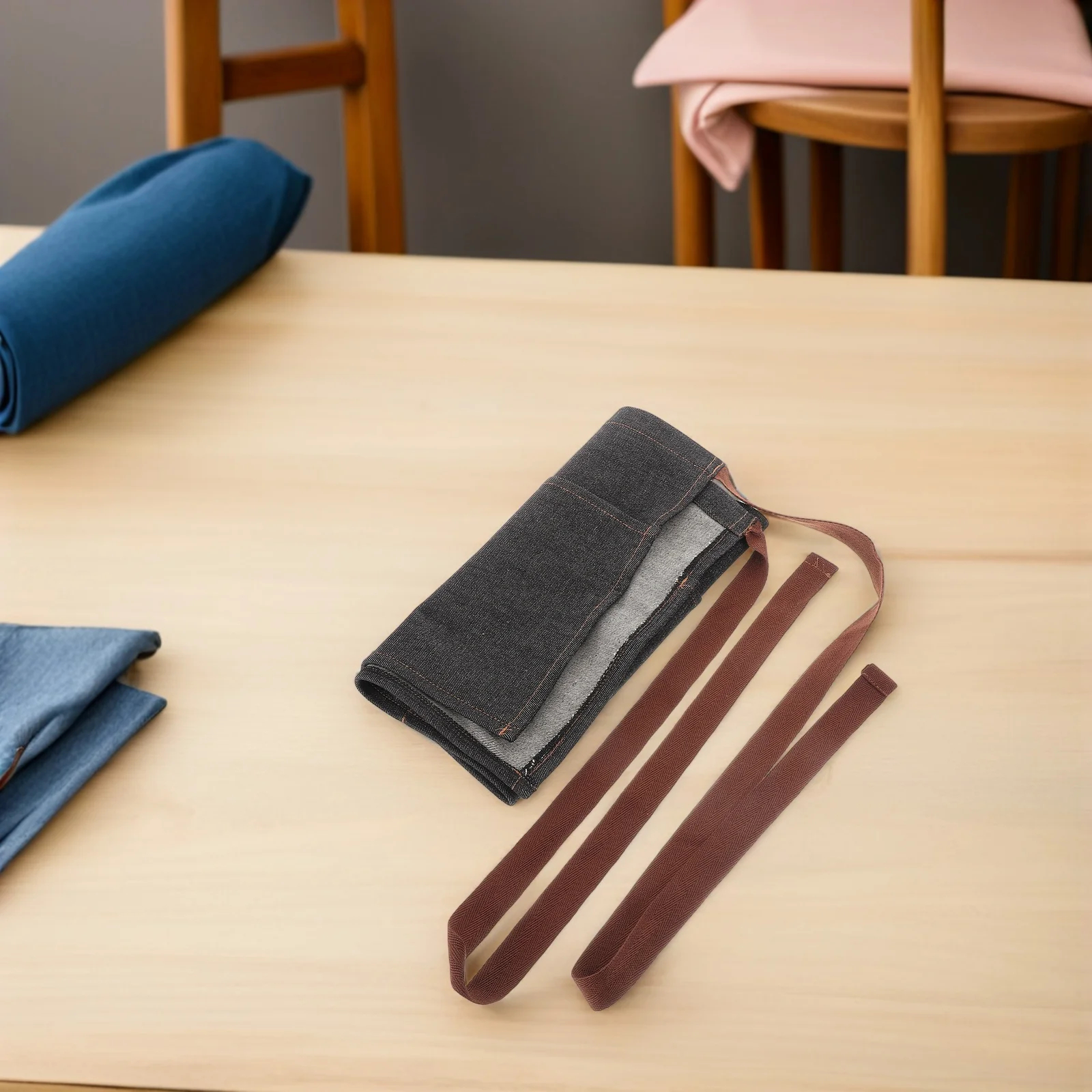 2pcs Denim Waist Apron 11" Wide Short Half-Length With 3 Pockets Adjustable Strap For Restaurant Cafe Kitchen Food Service