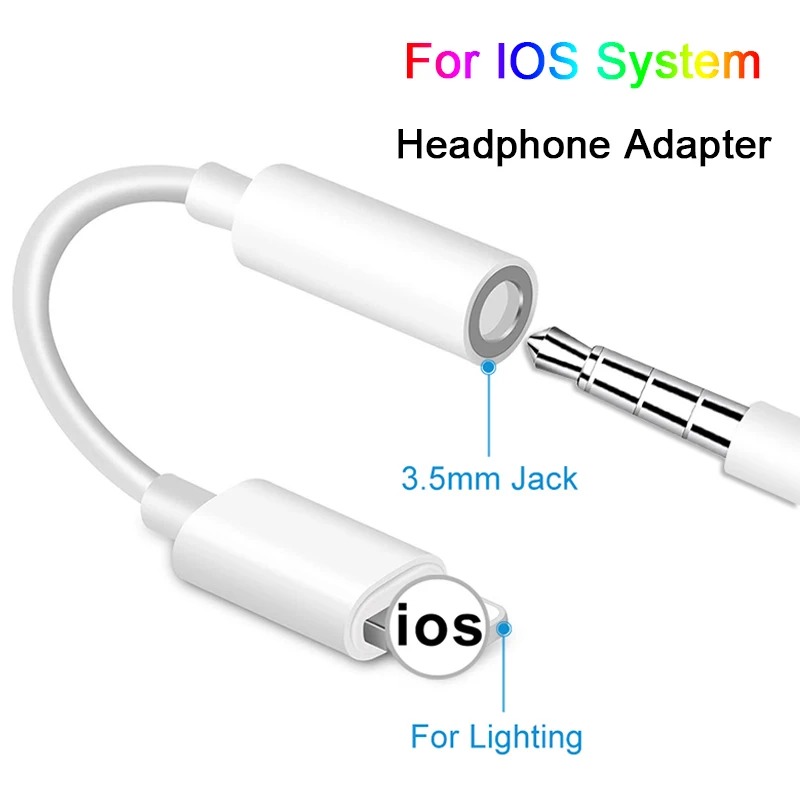 Compatible For Iphone Audio Cable Adapter 3.5mm Headphone System Adapter Cable Compatible For Iphone7/8/x Adapter Accessories