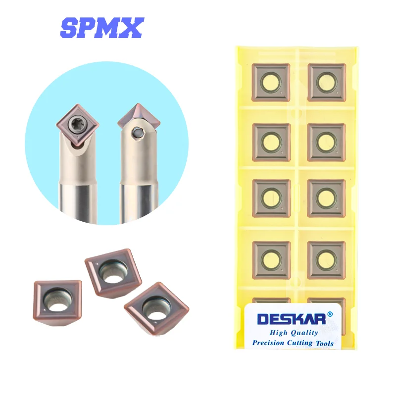 DESKAR SPMX090408 SPMX060204 SPMX110408 Carbide Insert CNC SPMX Carbide Blade For 45 Degree Fixed Point Chamfering Machine Tool