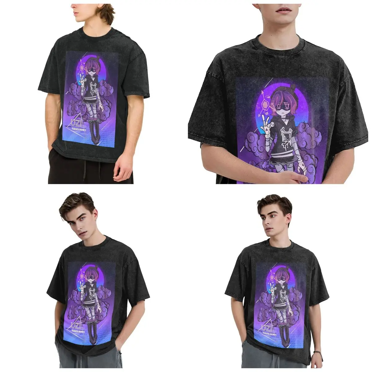 Murder Drones N And Uzi Doorman Hip Hop Short Sleeve T-Shirts Washed Tops Tees Streetwear T Shirt Printed for Men Women