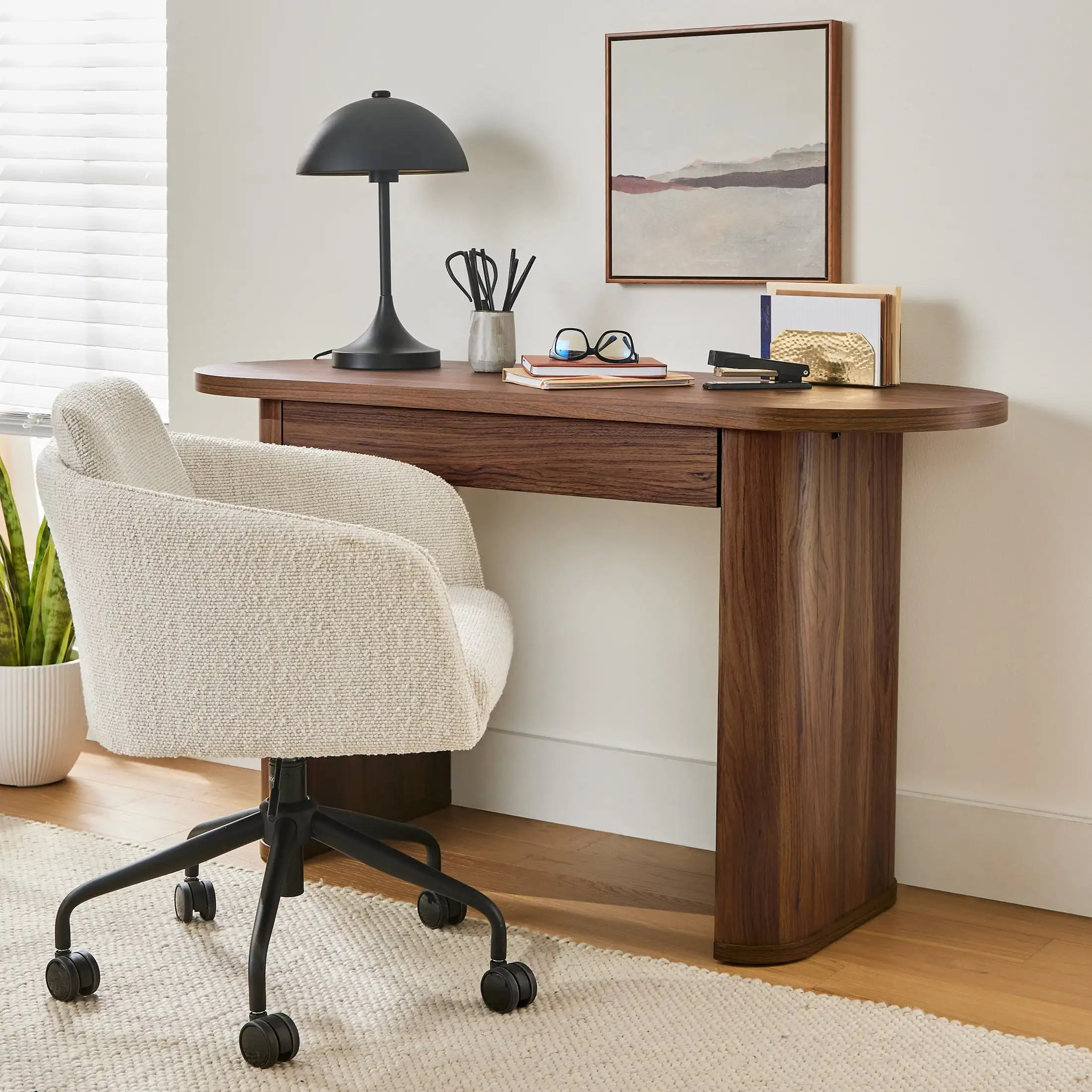 

Juliet Oval Writing Desk, Walnut Finish,Built to last, providing a sturdy workspace