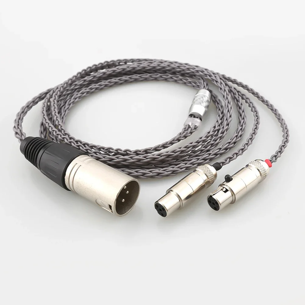 8 Core HIFI 4pin UPOCC 2.5 4.4mm XLR Balanced Earphone Headphone Upgrade Cable Silver Plated for Audeze LCD 3 LCD-2 LCD2 LCD-4
