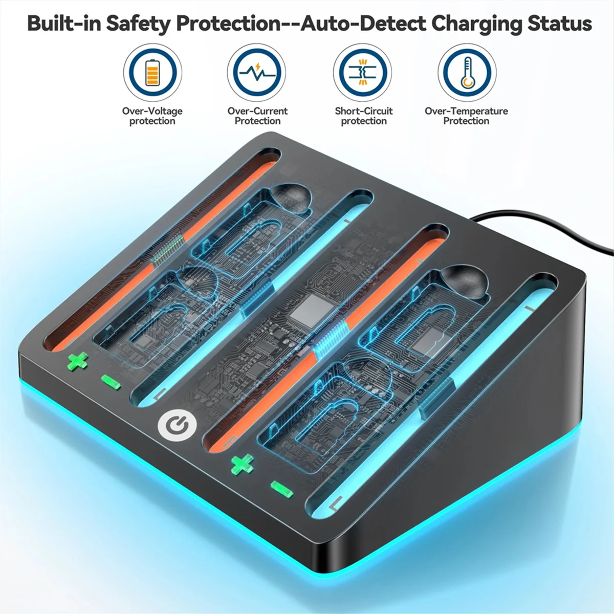قاعدة شحن 3C جديدة للتبديل 2 مع 9 أوضاع إضاءة محطة شاحن مع 4 فتحات ألعاب بدون أربعة مقابض