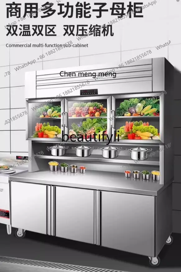 

Z189 Stainless steel cabinet commercial refrigeration and freezing double temperature display cabinet workbench refrigerator
