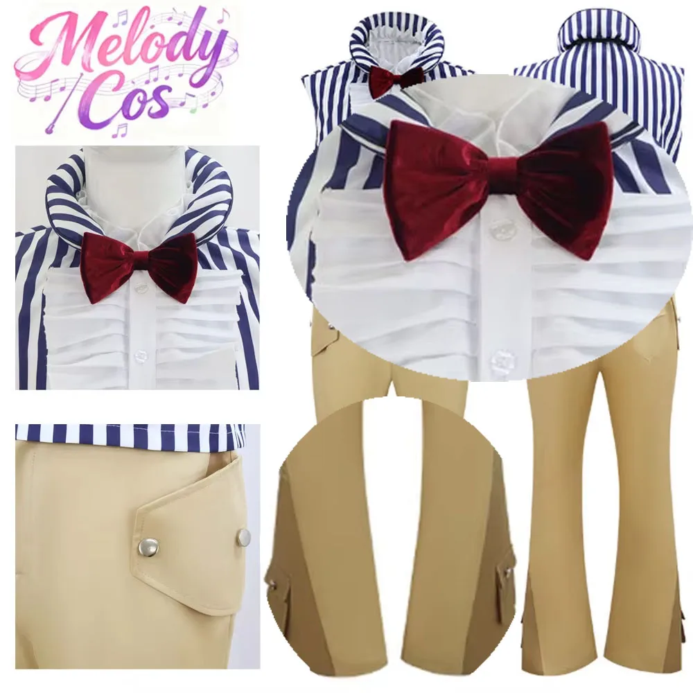 

Adult Mr. 3 Cosplay Costume TV Pirate Fantasia Top Pants Necktie Outfits Halloween Carnival Party Disguise Clothing Suit
