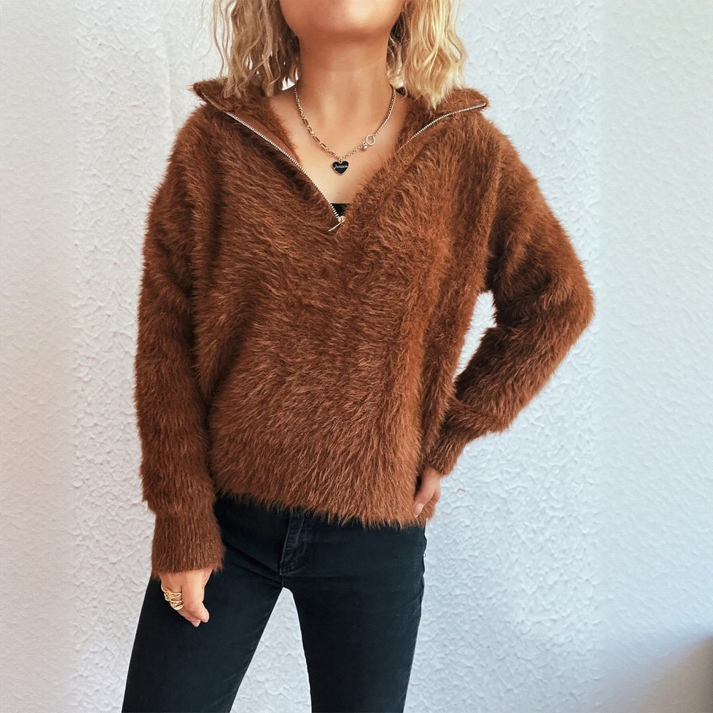 

Свитер с длинным рукавом и круглым вырезом, осенне-зимняя одежда для поездок на работу, прямой дизайн, модный женский топ