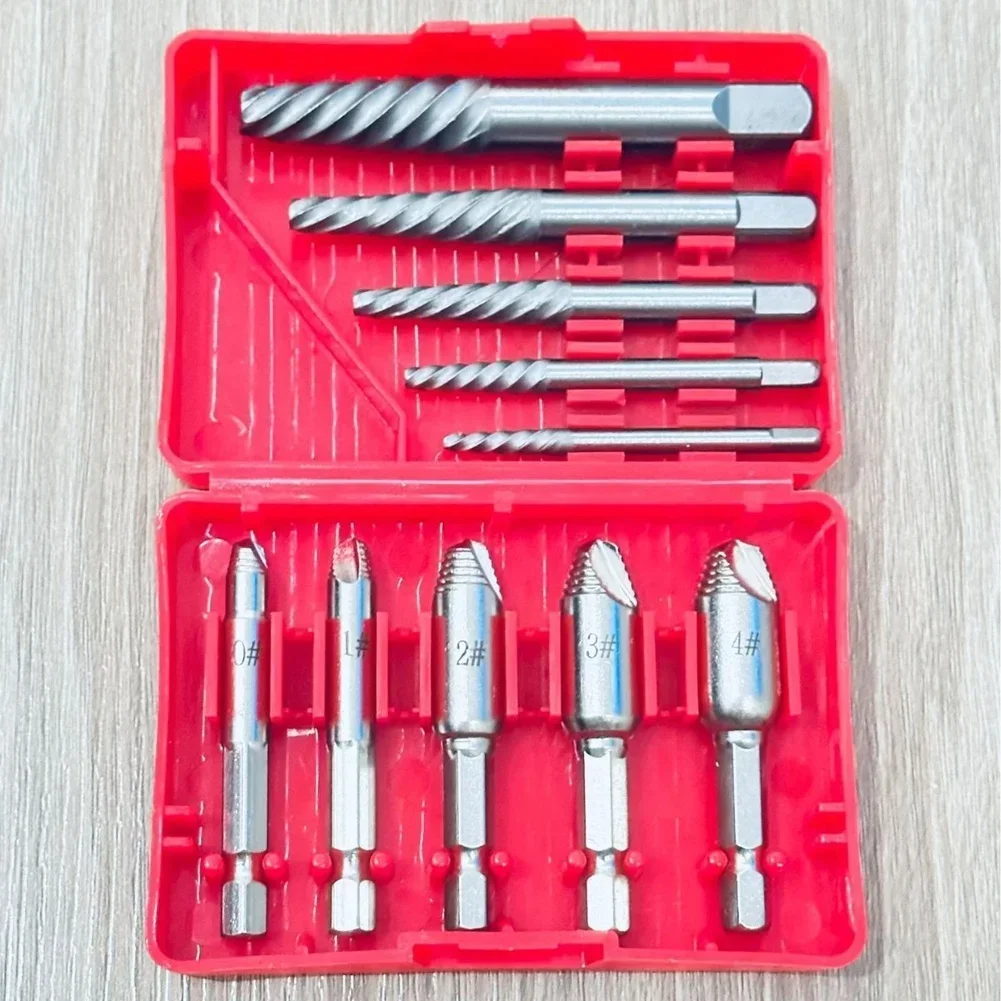 

10 Piece Broken Screw Extractor Set Left Handed Drill Bit Stripped Bolt Remover Crew Removal Center Drill Set